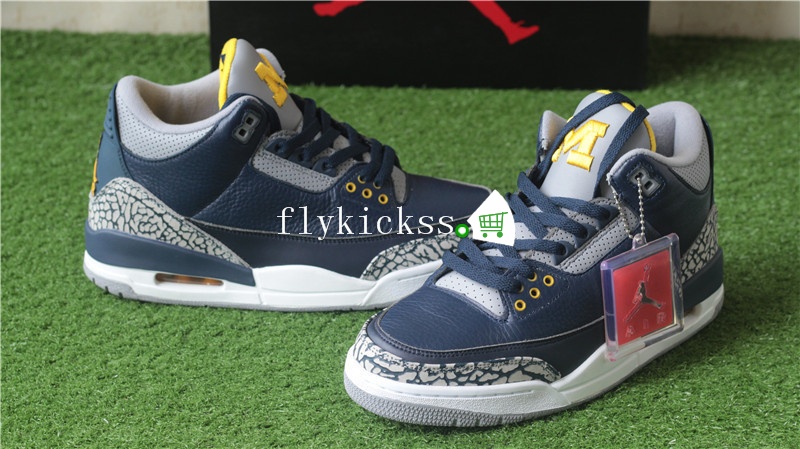 Authentic Air Jordan 3 Retro MICHIGAN PE